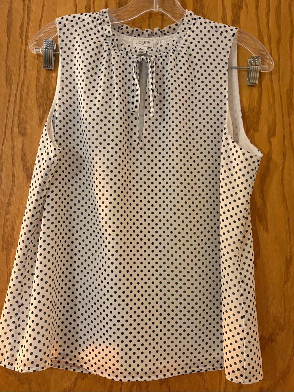 J. Crew Factory White Polka Dot Sleeveless Tie-Neck Camisole